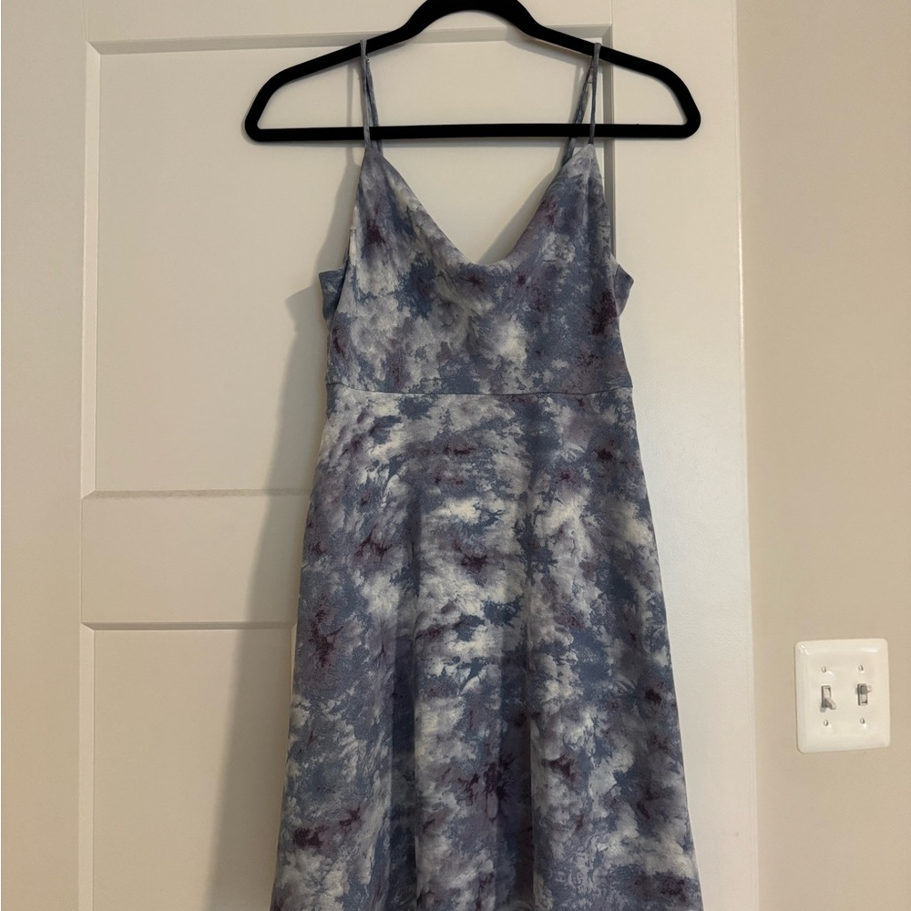 Astr Blue and White Midi Dress